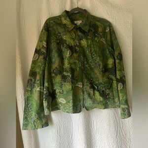 Christopher & Banks Green Paisley Utility Jacket